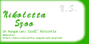 nikoletta szoo business card